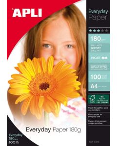 Apli Photo Paper A4 180gsm Glossy White (Pack 100) - 11475