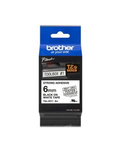 Brother Ptouch Black On White Extra Strong Tape 6mm x 8m - TZES211