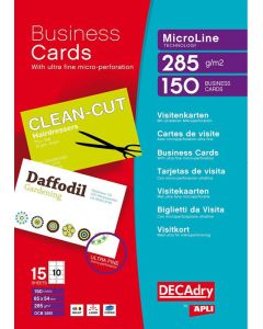 Decadry MicroLine Business Card 10 Per Sheet 285gsm Bright White (Pack 150) - OCB3261