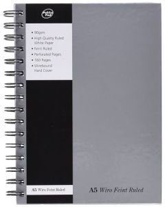 Pukka Pad A5 Wirebound Hard Cover Notebook Ruled 160 Pages Silver (Pack 5) - WRULA5