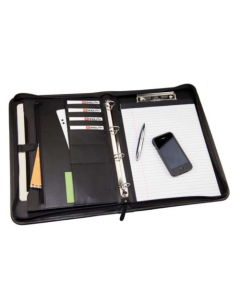 Monolith A4 Conference Folder and Pad Clip Leather Look Black 2926