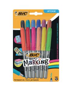 BIC Marking Colour Collection Permanent Marker Bullet Tip 0.8mm Line Assorted Colours (Pack 12) - 943163