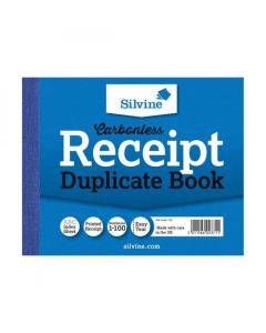 Silvine 102x127mm Duplicate Receipt Book Carbonless Ruled 1-100 Taped Cloth Binding 100 Sets (Pack 12) - 720
