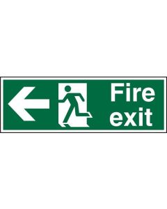 Seco Safe Procedure Safety Sign Fire Exit Man Running and Arrow Pointing Left Self Adhesive Vinyl 450 x 150mm - SP120SAV-450X150