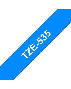 Brother Glossy White On Blue Label Tape 12mm x 8m - TZE535