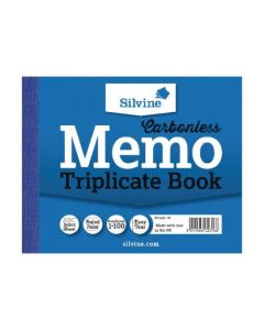 Silvine 102x127mm Triplicate Memo Book Carbonless Ruled 1-100 Taped Cloth Binding 100 Sets (Pack 5) - 707