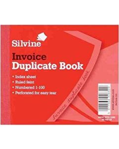 Silvine 102x127mm Duplicate Invoice Book Carbon Ruled 1-100 Taped Cloth Binding 100 Sets (Pack 12) - 616