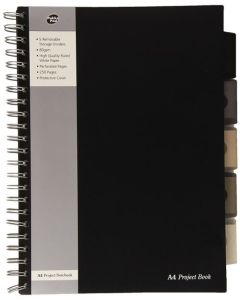Pukka Pad A4 Wirebound Polypropylene Cover Project Book Ruled 250 Pages Black (Pack 3) - SBPROBA4