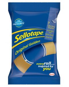 Sellotape Original Easy Tear Extra Sticky Golden Tape 18mm x 33m (Pack 8) - 2973856