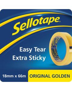 Sellotape Original Easy Tear Extra Sticky Golden Tape 18mm x 66m (Pack 16) - 2974496