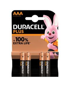 Duracell Plus AAA Alkaline Batteries (Pack 4) MN2400B4PLUS