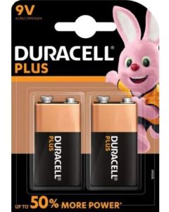 Duracell Plus 9V Alkaline Batteries (Pack 2) MN1604B2PLUS