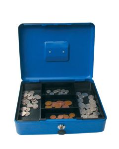 ValueX Metal Cash Box 250mm (10 Inch) Key Lock Blue - CBBL10