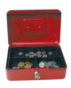 ValueX Metal Cash Box 250mm (10 Inch) Key Lock Red - CBRD10