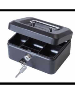 ValueX Metal Cash Box 150mm (6 inch) Key Lock Black - CBBK6