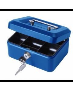 ValueX Metal Cash Box 150mm (6 inch) Key Lock Blue - CBBL6