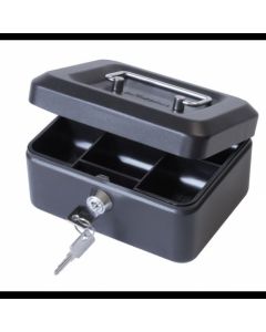 ValueX Metal Cash Box 200mm (8 Inch) Key Lock Black - CBBK8