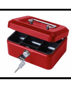 ValueX Metal Cash Box 200mm (8 Inch) Key Lock Red - CBRD8