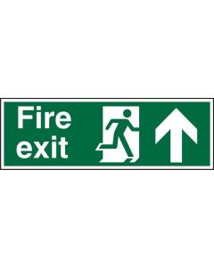 Seco Safe Procedure Safety Sign Fire Exit Man Running and Arrow Pointing Up Self Adhesive Vinyl 450 x 150mm - SP129SAV-450X150