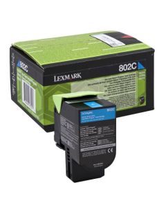 Lexmark 802C Cyan Toner Cartridge 1K pages - 80C20C0