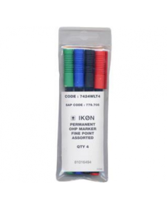 ValueX OHP Pen Permanent Fine 0.4mm Line Assorted Colours (Pack 4) - 7424WLT4