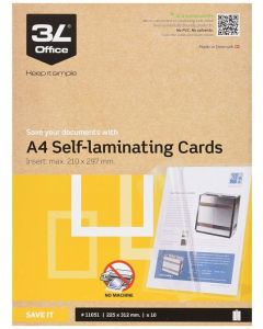 3L Self Laminating Card Polypropylene A4 (Pack 10) 11051