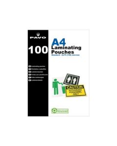 Pavo Laminating Pouch 2x75 Micron A4 Gloss (Pack 100) 8004270
