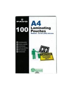 Pavo Laminating Pouch 2x125 Micron A4 Gloss (Pack 100) 8005710
