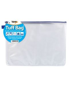 Tiger Tuff Bag Polypropylene A4+ 500 Micron Clear with Assorted Colour Zips - 300854