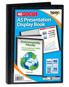 Tiger A5 Presentation Display Book 40 Pocket Black - 301718