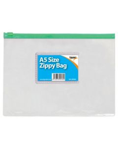Tiger Zippy Bag Polypropylene A5 180 Micron Clear with Assorted Colour Zips (Pack 12) - 300480x12