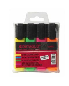 ValueX Flat Barrel Highlighter Pen Chisel Tip 1-5mm Line Assorted Colours (Pack 4) - 7910WT4
