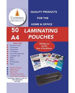 Cathedral Laminating Pouch A4 2x75 Micron Gloss (Pack 50) - LPA416050