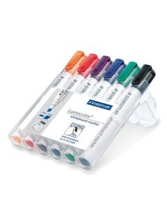 Staedtler Lumocolor Whiteboard Marker Chisel Tip 2-5mm Line Assorted Colours (Pack 6) - 351BWP6