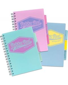 Pukka Pad A5 Wirebound Polypropylene Cover Project Book Ruled 200 Pages Pastel Blue/Pink/Mint (Pack 3) - 8631-PST