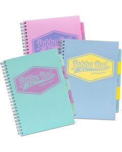 Pukka Pad A4 Wirebound Polypropylene Cover Project Book 200 Pages Pastel Blue/Pink/Mint (Pack 3) - 8630-PST