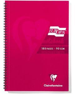 Clairefontaine Europa A5 Wirebound Card Cover Notebook Ruled 180 Pages Red (Pack 5) - 5815Z