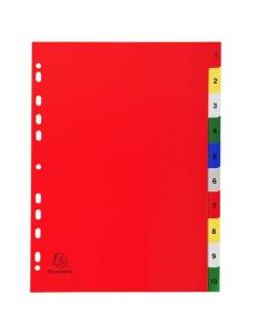 Exacompta Index 1-10 A4 120 Micron Polypropylene Bright Assorted Colours - 1510E
