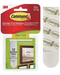 3M Command Picture Hanging Strips Value Pack Medium White (Pack 12) 17204 - 7100235877
