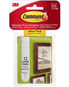 3M Command Picture Hanging Strips Large White (Pack 12) 17206 - 7100109340