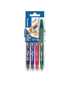 Pilot Set2Go FriXion Erasable Gel Rollerball Pen 0.7mm Tip 0.35mm Line Black/Blue/Green/Red (Pack 4) - 3131910546795