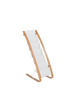 Alba Wooden Floor Stand 6 Shelves A4 Format Literature Display H930 x W340 x D500mm Light Wood/White - DDEXPO6W BC