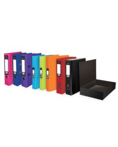Pukka Brights Box File Laminated Paper on Board Foolscap 75mm Spine Width Catch Closure Assorted (Pack 10) BR-9450