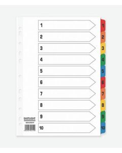 ValueX Index 1-10 A4 Card White 150gsm with Coloured Mylar Tabs - 80043DENT