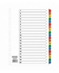 ValueX Index 1-20 A4 Card White 150gsm with Coloured Mylar Tabs - 80025DENT