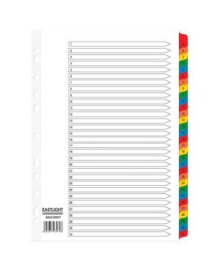 ValueX Index 1-31 A4 Card White 150gsm with Coloured Mylar Tabs - 80021DENT