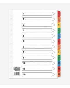 ValueX Index 1-12 A4 Card White 150gsm with Coloured Mylar Tabs - 80020DENT