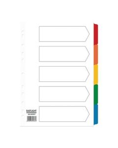 ValueX Divider 5 Part A4 Card White 150gsm with Coloured Mylar Tabs - 80018DENT