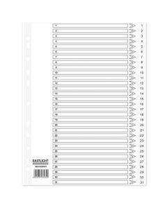 ValueX Index 1-31 A4 120 Micron Polypropylene White - 80016DENT