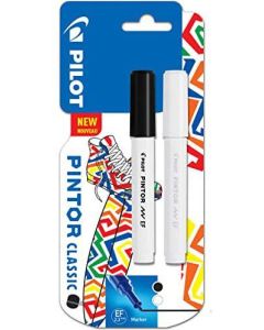 Pilot Pintor Extra Fine Bullet Tip Paint Marker 2.3mm Black and White Colours (Pack 2) 3131910536833